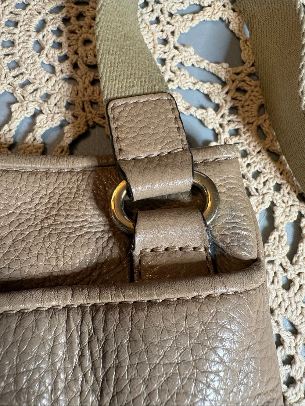 Michael Kors Pebble Leather Crossbody Wheat colored.